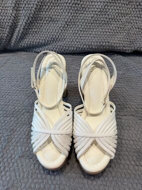 Franco Sarto White Strappy Slingback Sandals